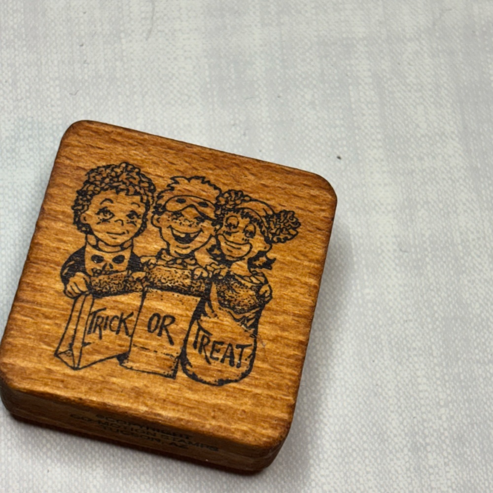 Halloween Trick or Treat Wooden Stamp